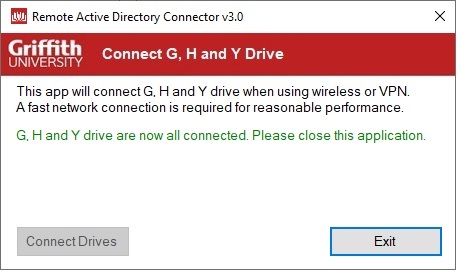 RAD Connector image stating that G and H drives are ready for use