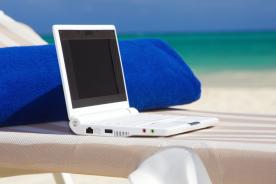 laptop at beach