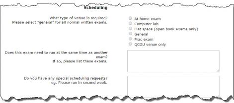 Options for scheduling an exam